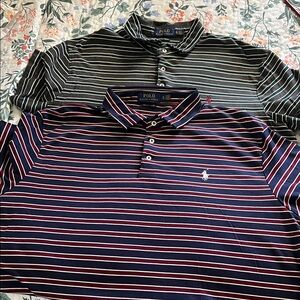 Polo by Ralph Lauren Men's Striped Polo Shirts - Navy, Black, and White
